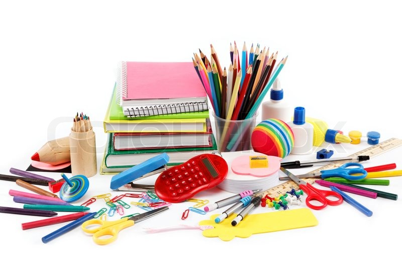 5250565 school and office supplies on white background back to school